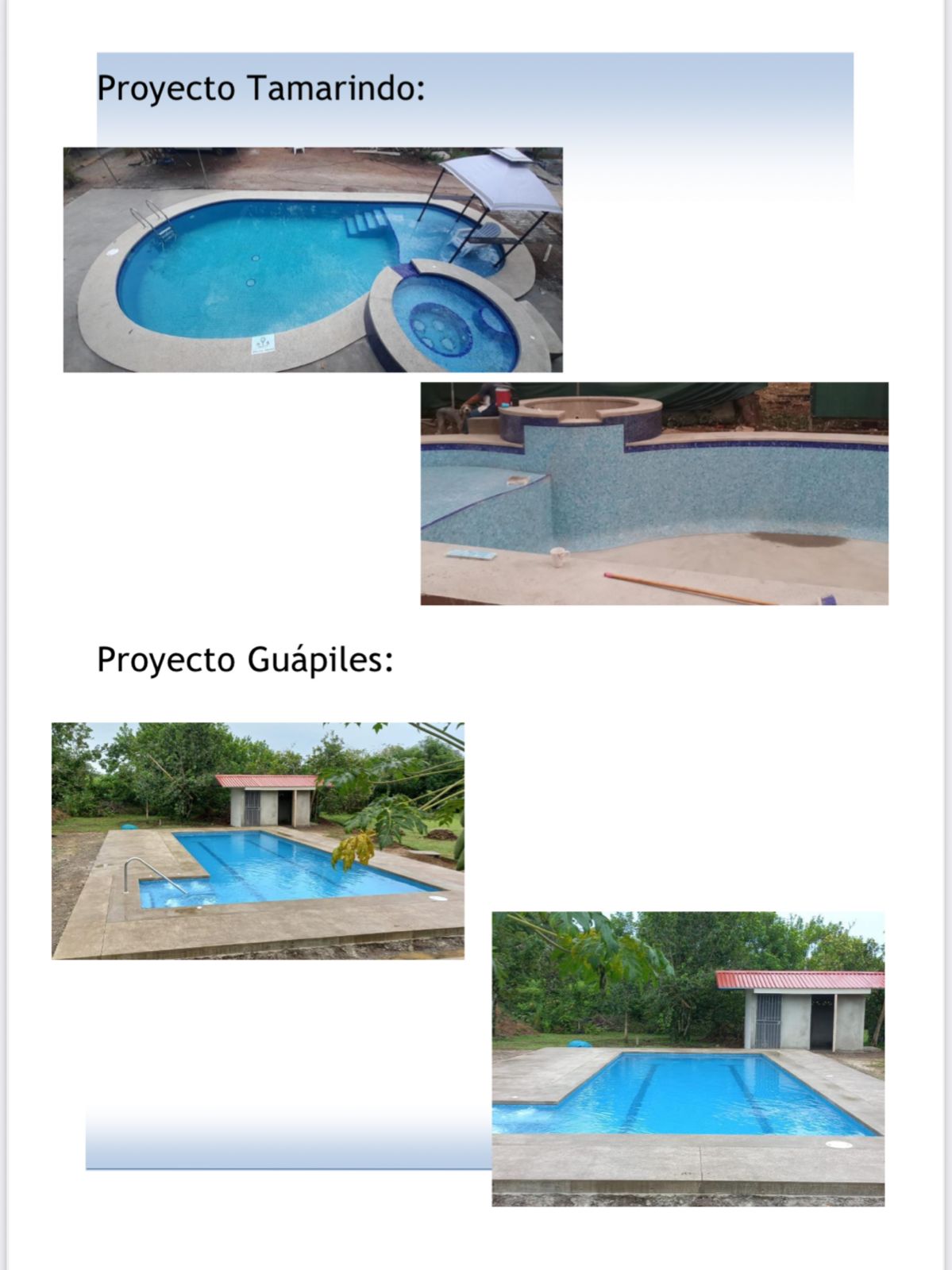 Proyectos Tamarindo y Guápiles